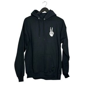 Artist Union Clothing Co. Skeleton Peace Sign Hoodie Pullover Sweatshirt Large